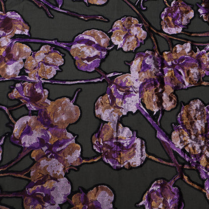Purple Floral Touch Brasso Velvet Fabric