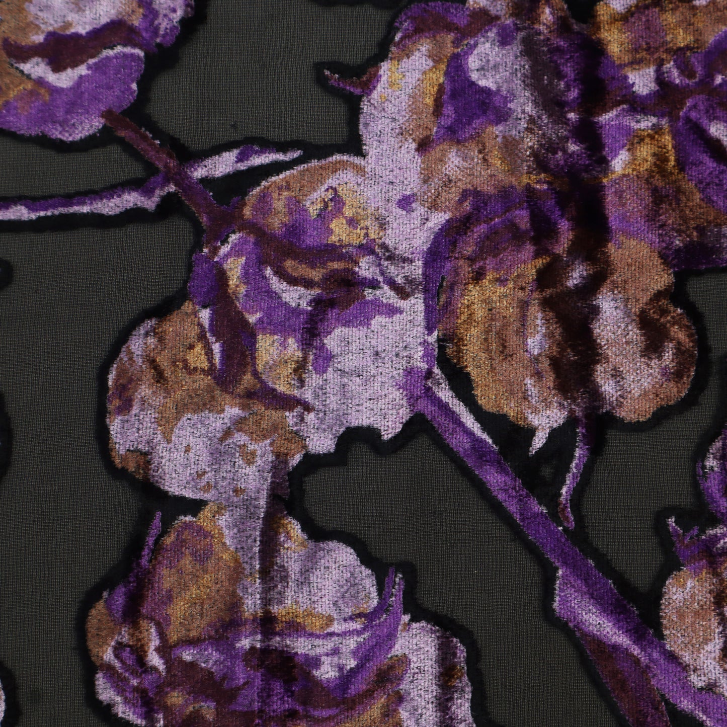 Purple Floral Touch Brasso Velvet Fabric