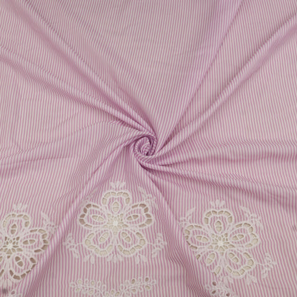 Cotton Stripe Embroidery Fabric