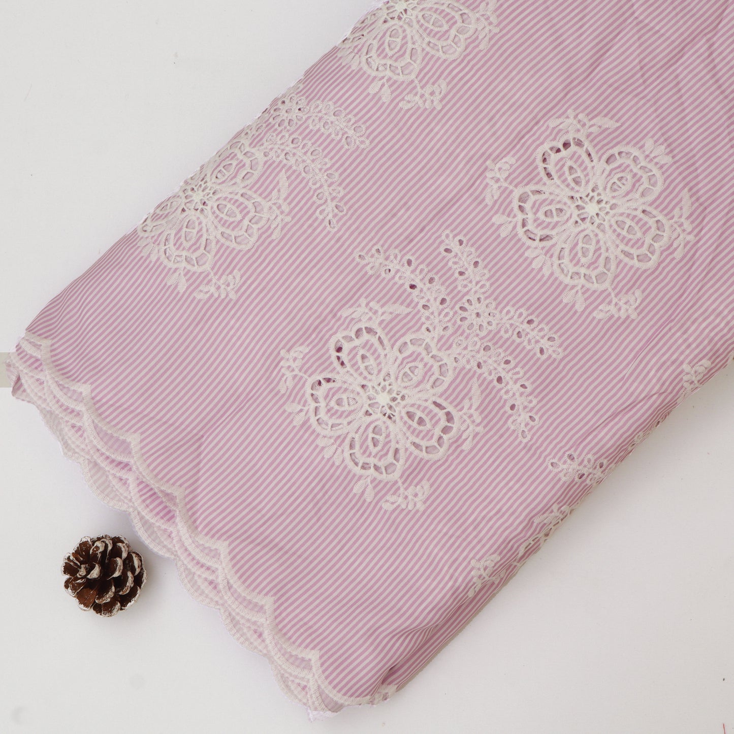 Cotton Stripe Embroidery Fabric
