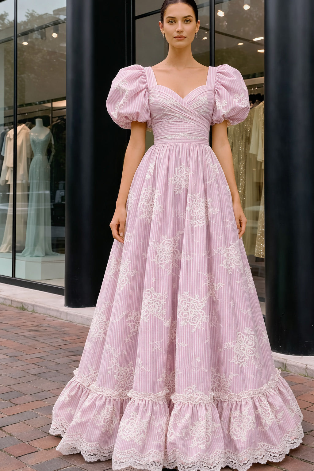 Cotton Stripe Embroidery Fabric