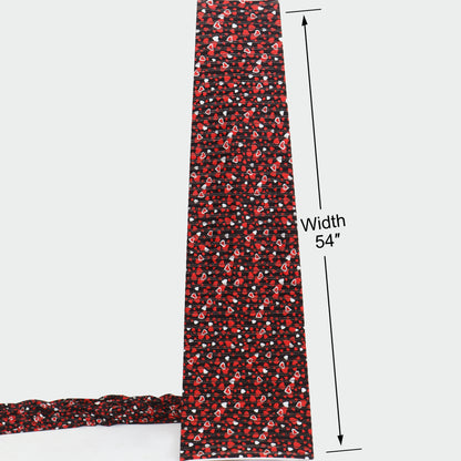 Red And White Heart Design Brasso Valvet Fabric