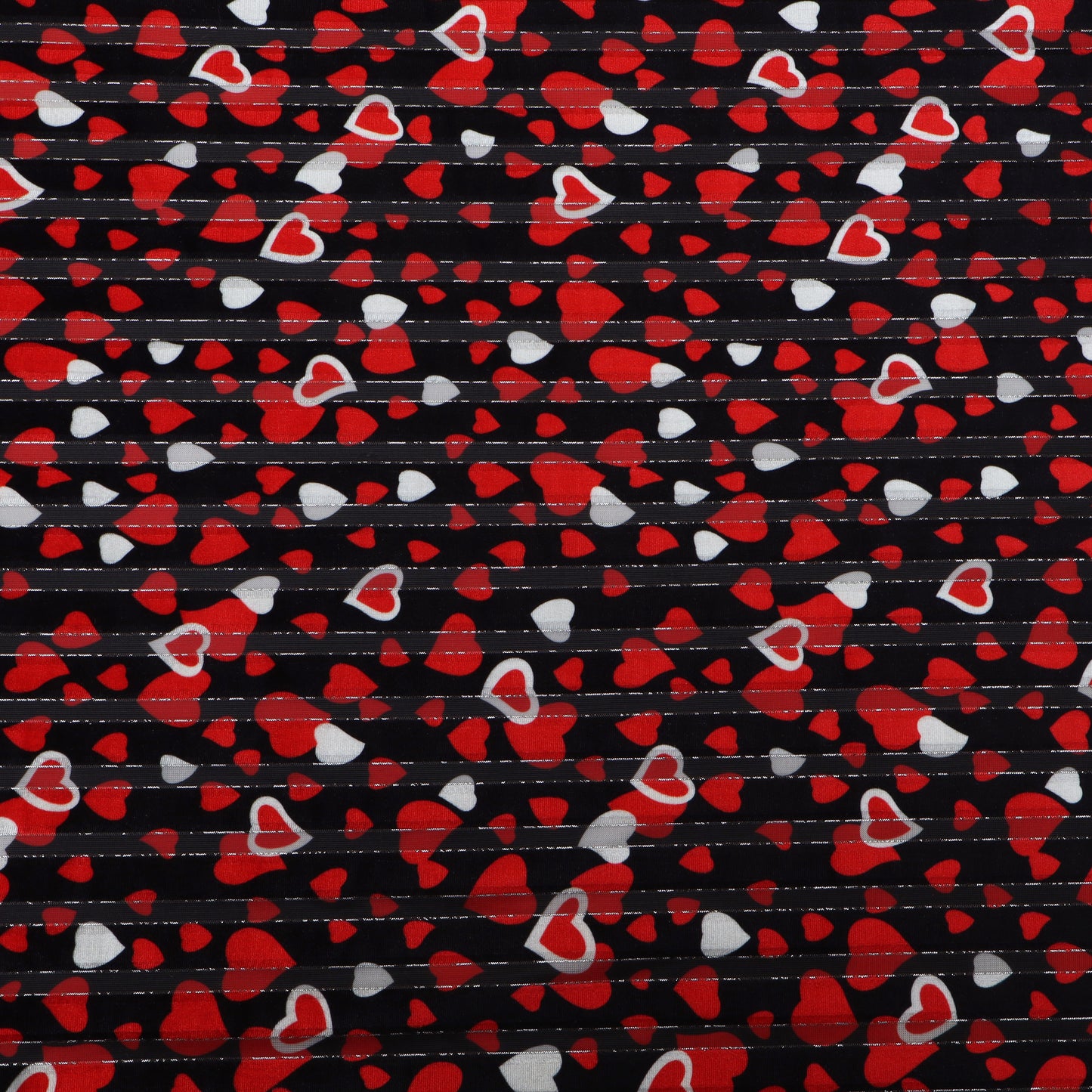 Red And White Heart Design Brasso Valvet Fabric