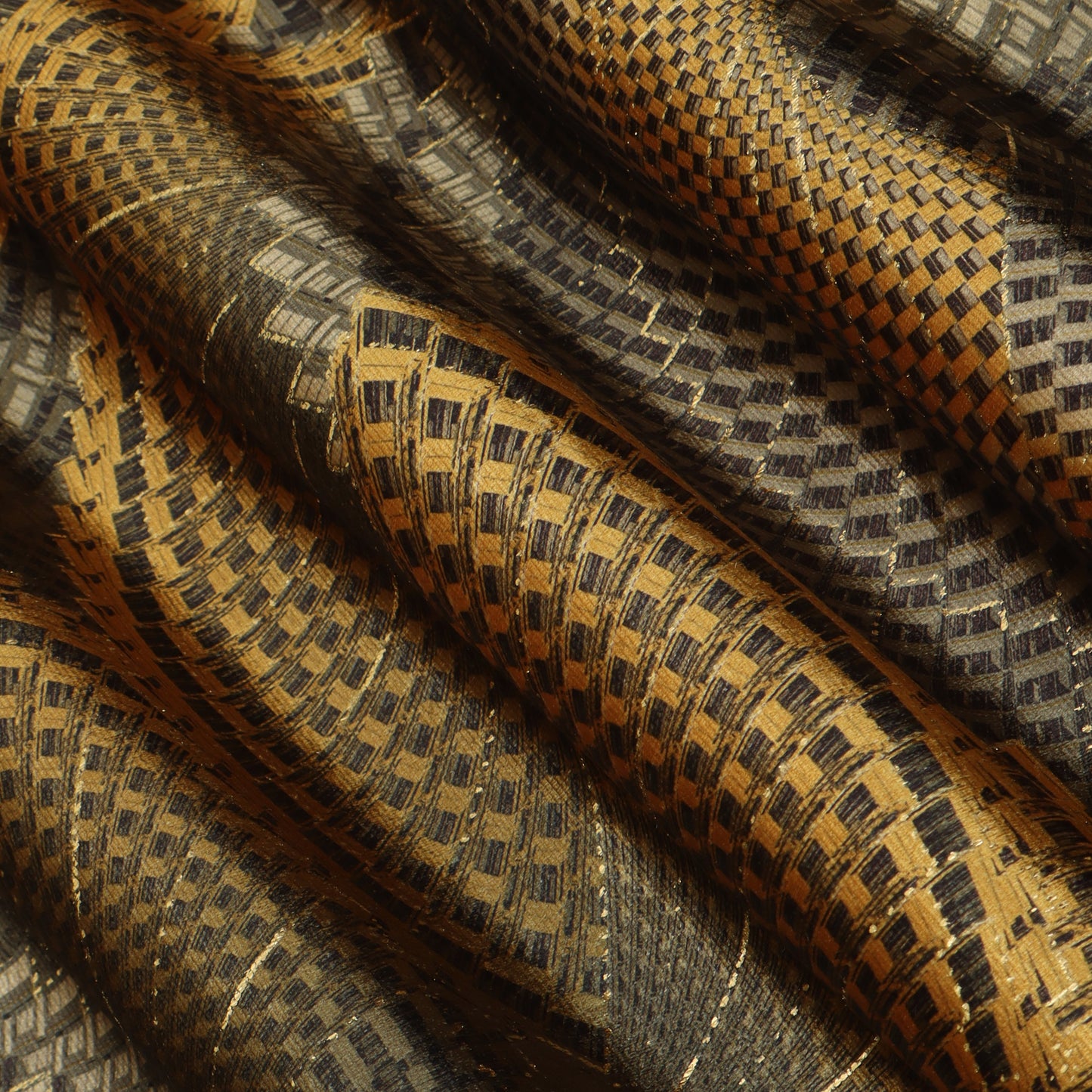 Blue, Gold And Maroon Color Brasso Velvet Fabric