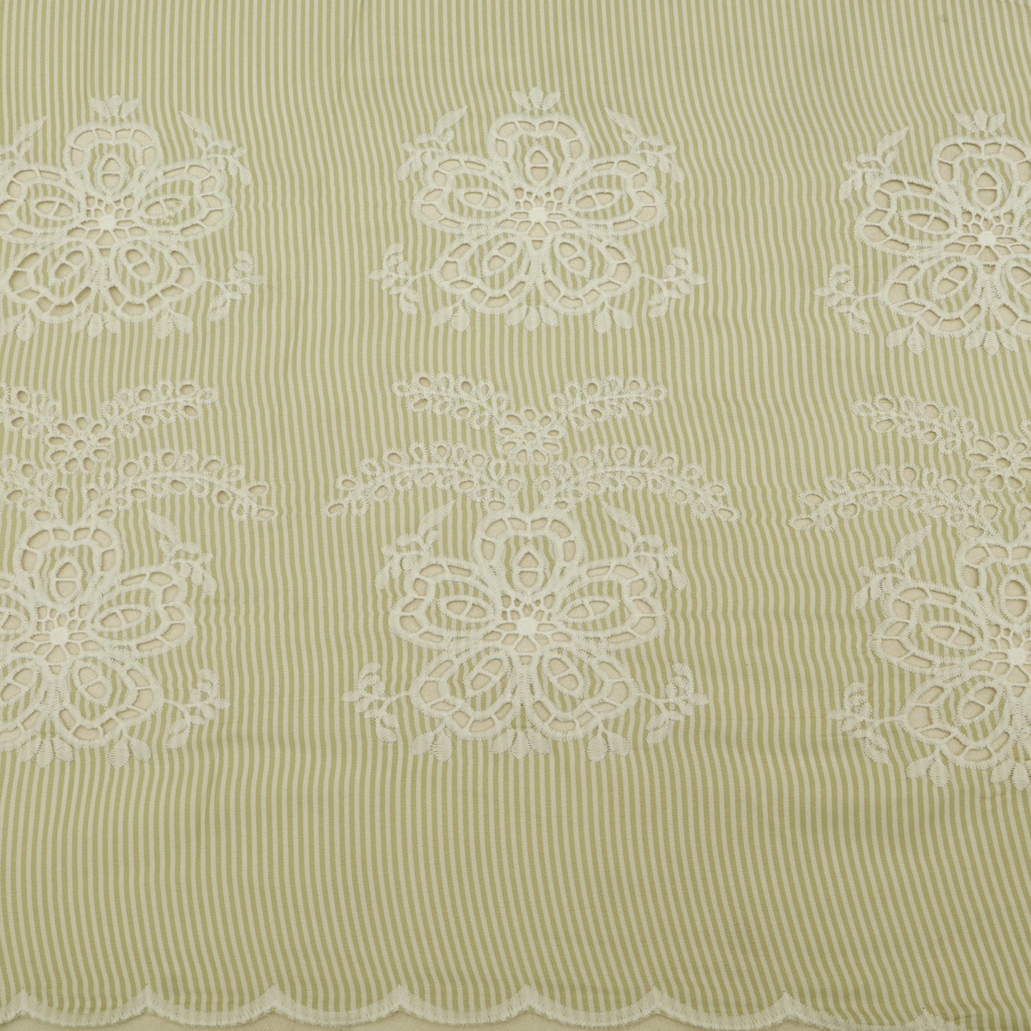 Cotton Stripe Embroidery Fabric