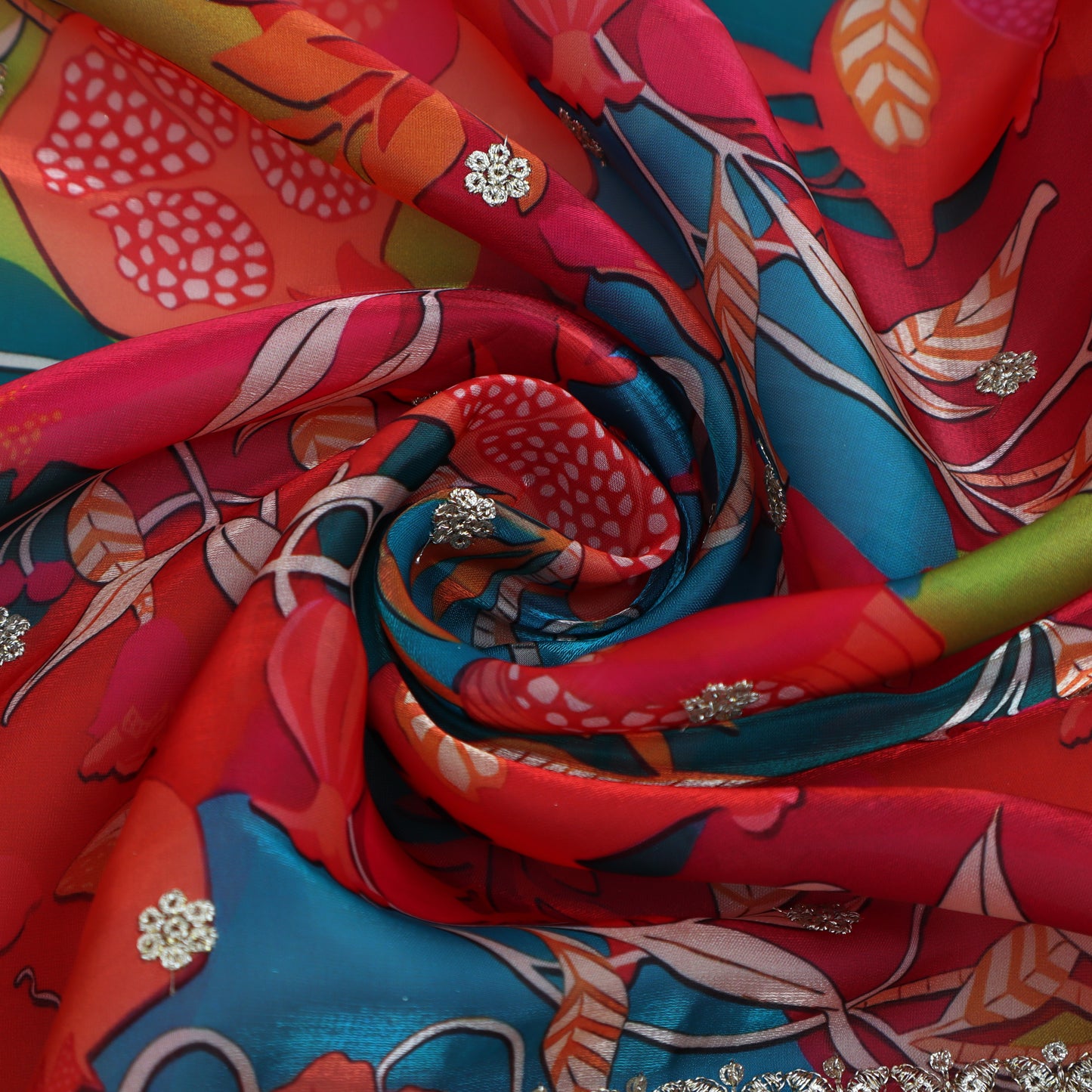 Rani Color Organza Print Embroidery Fabric