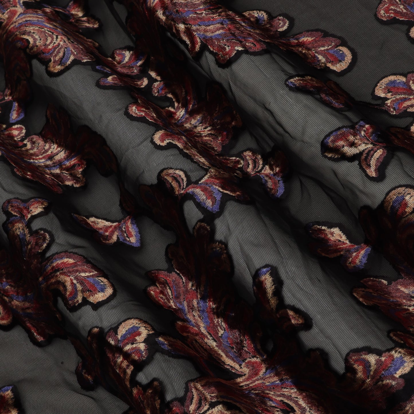 Black Brasso With Floral Design Velvet Fabric