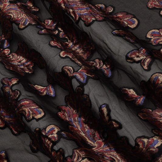 Black Brasso With Floral Design Velvet Fabric