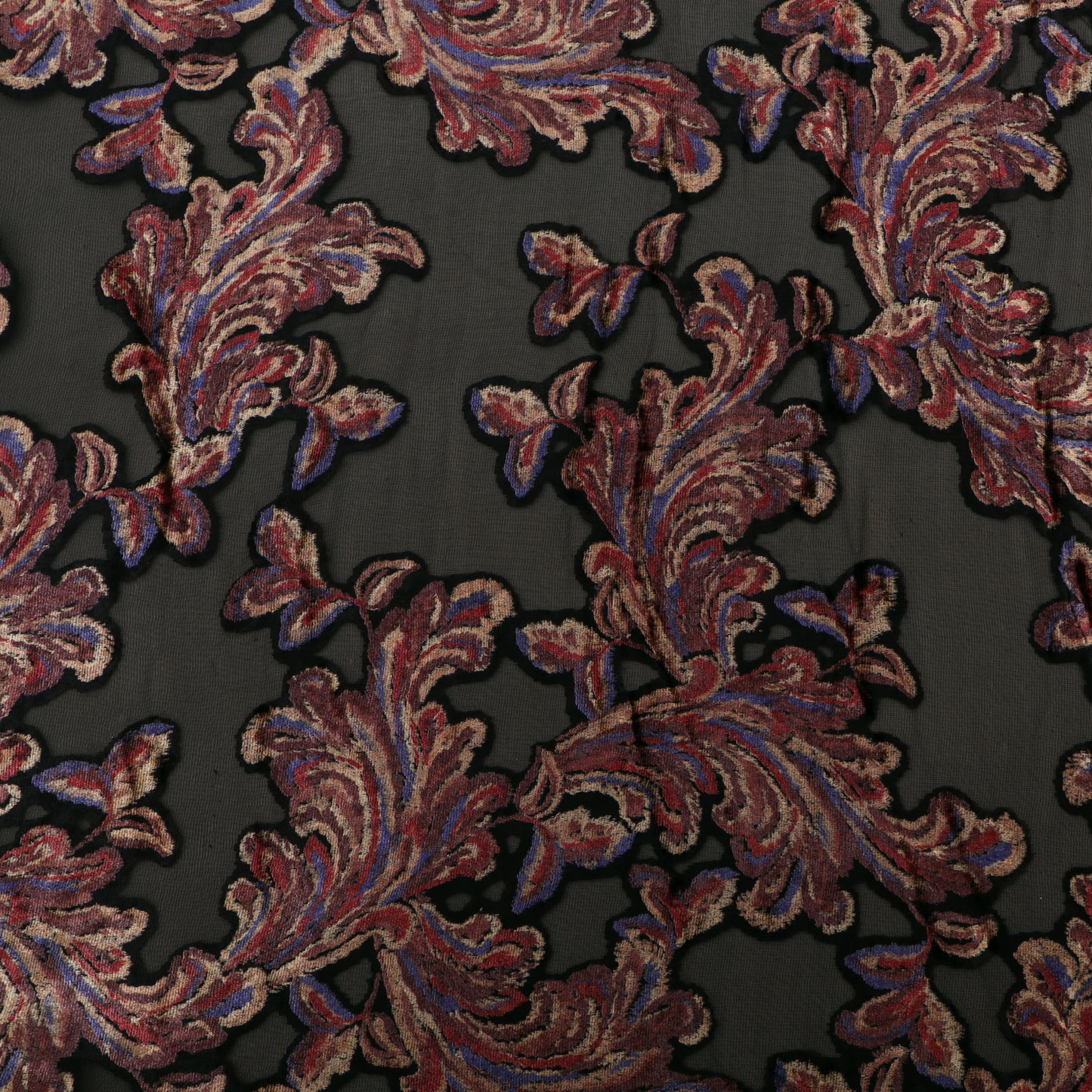 Black Brasso With Floral Design Velvet Fabric