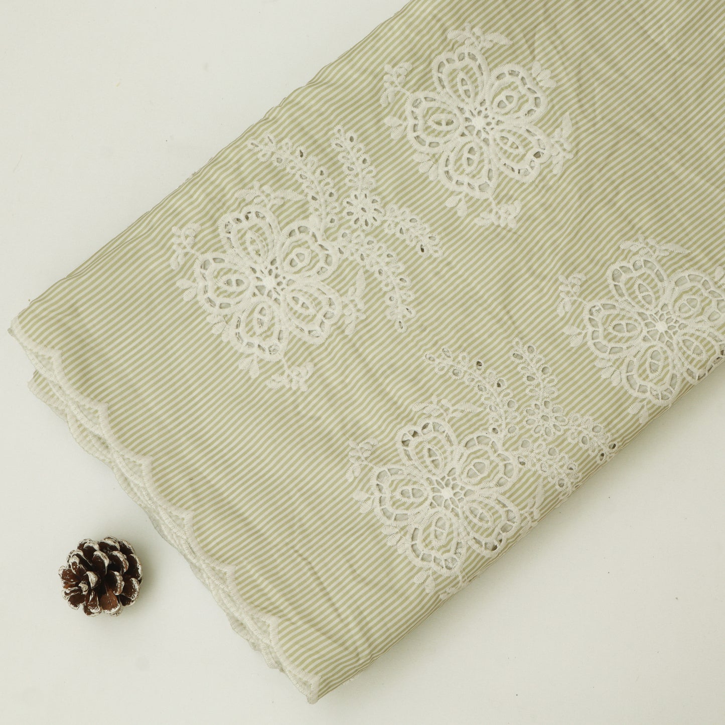 Cotton Stripe Embroidery Fabric