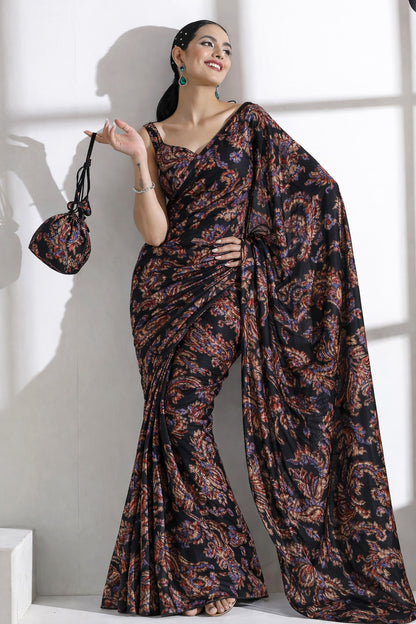 Black Brasso With Floral Design Velvet Fabric