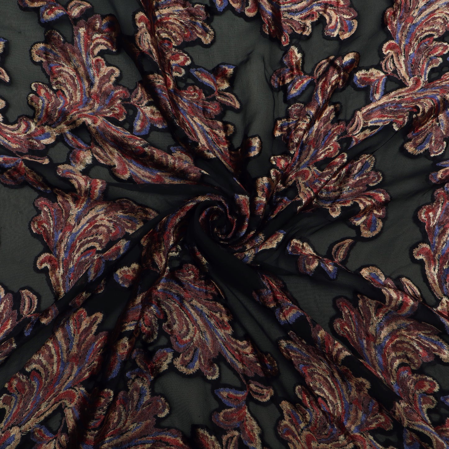 Black Brasso With Floral Design Velvet Fabric