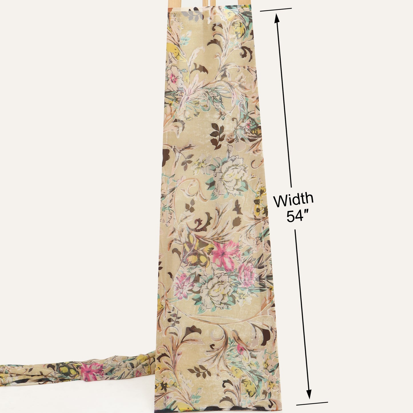 Multicolor Floral Patterns Brasso Velvet Fabric