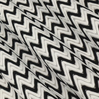 Black & White Zig Zag Crosia Fabric