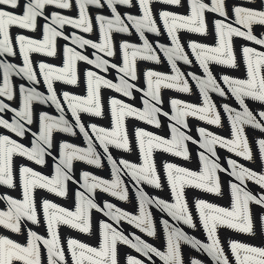Black & White Zig Zag Crosia Fabric