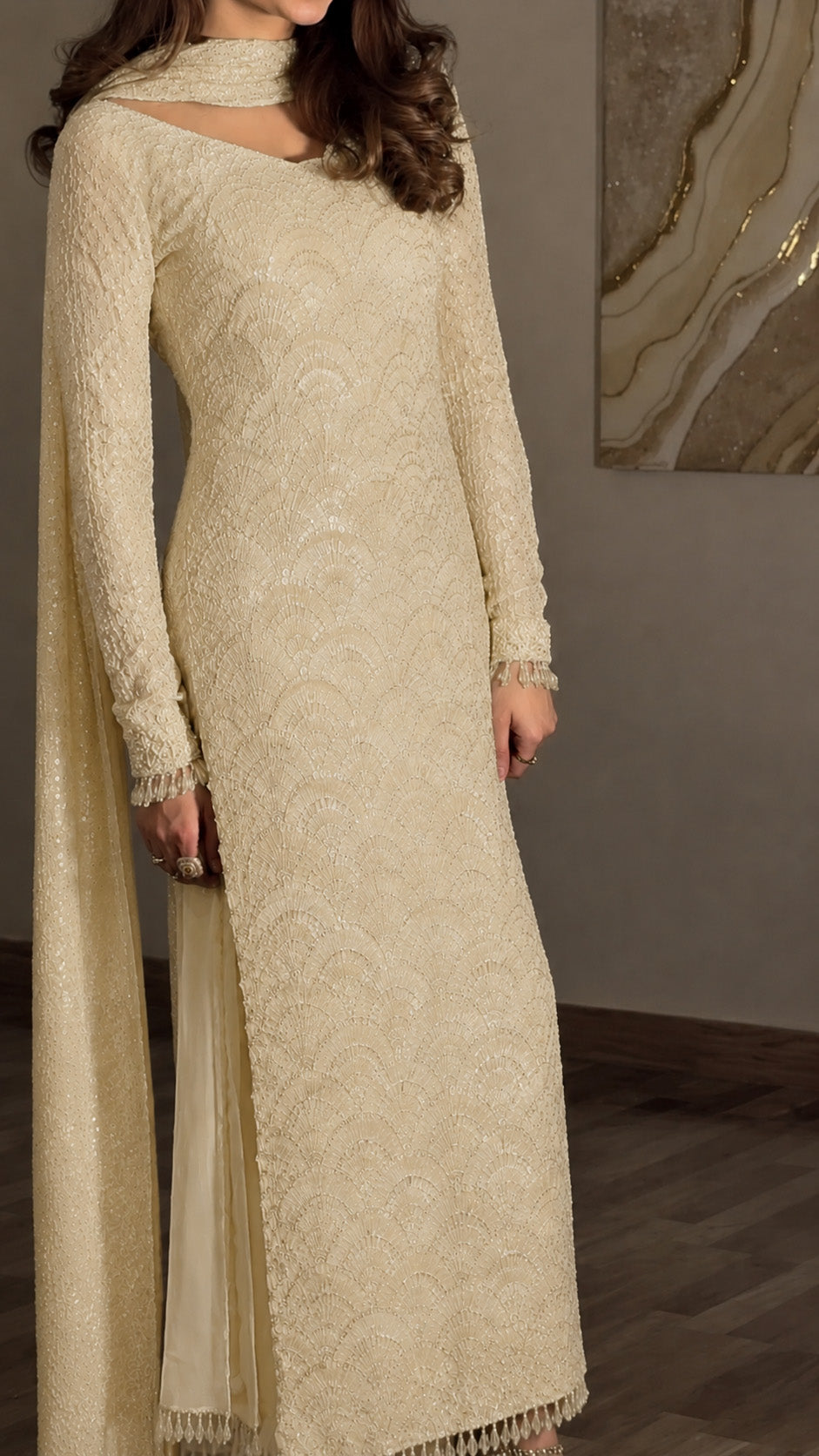 Georgette Sequins Embroidery Fabric