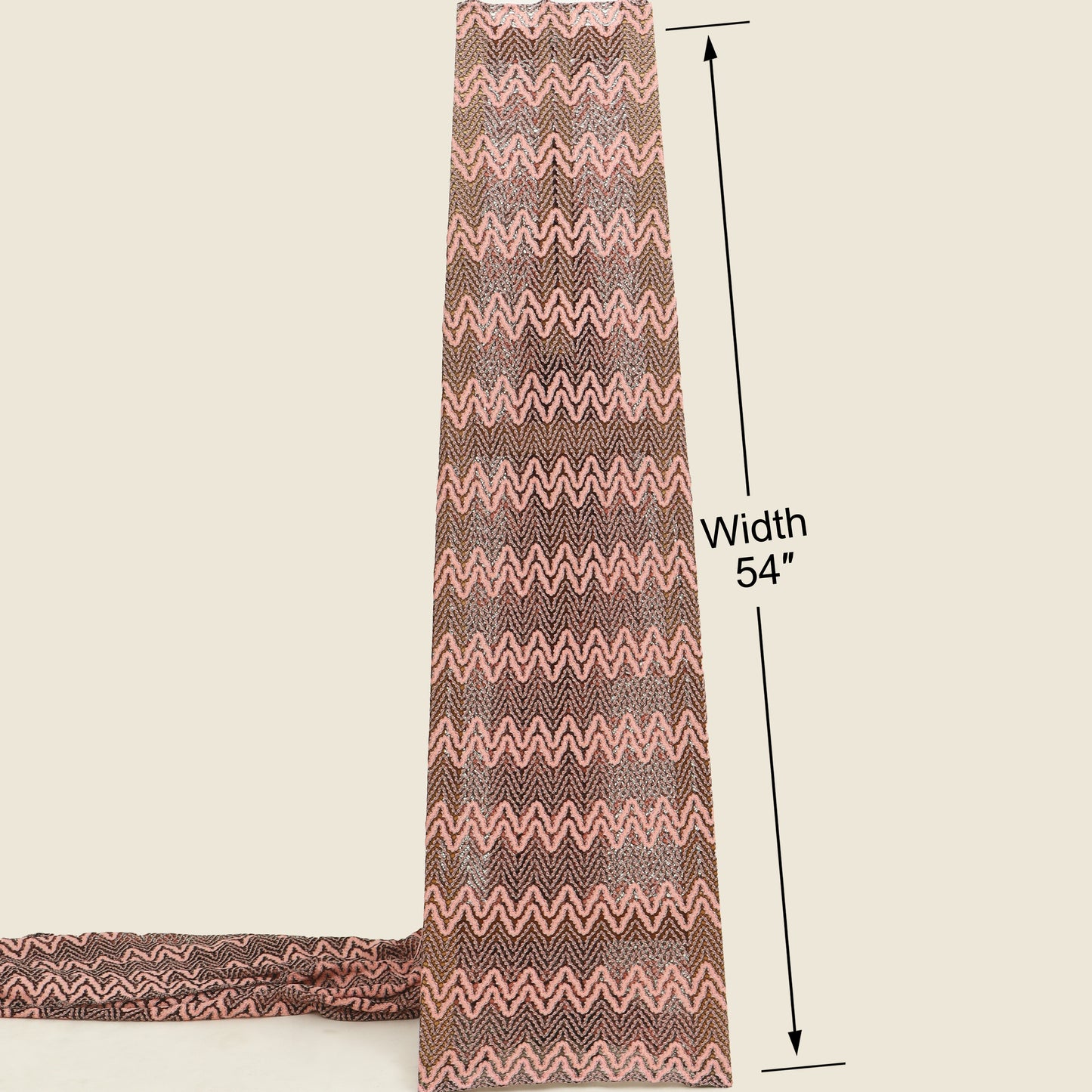 Pink Textured Zig Zag Pattern Crosia Fabric