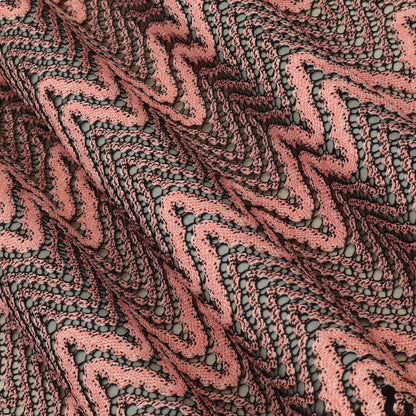Pink Textured Zig Zag Pattern Crosia Fabric