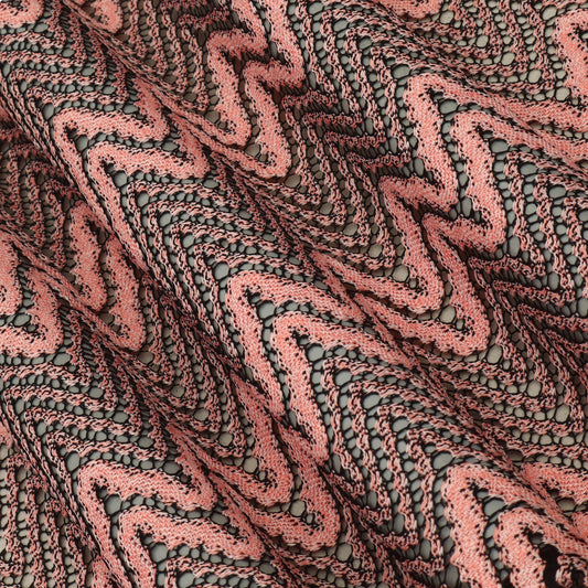 Pink Textured Zig Zag Pattern Crosia Fabric