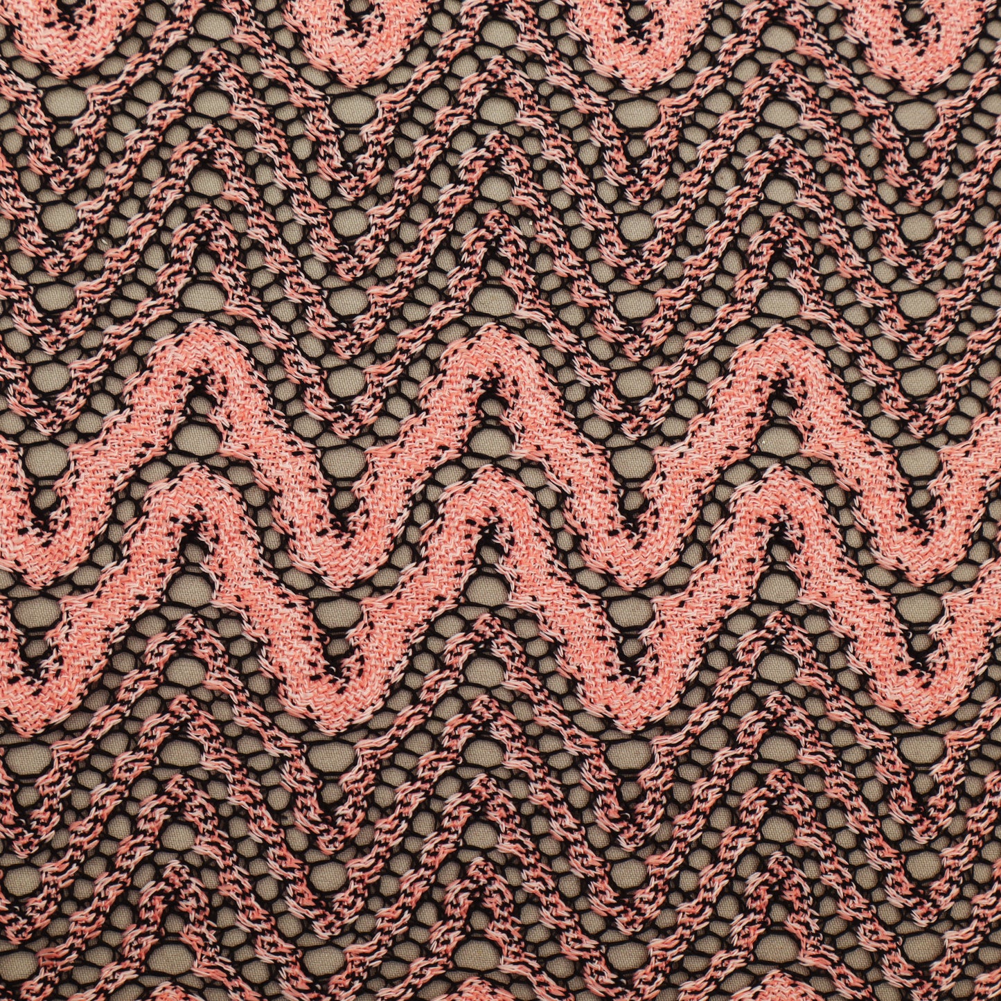 Pink Textured Zig Zag Pattern Crosia Fabric