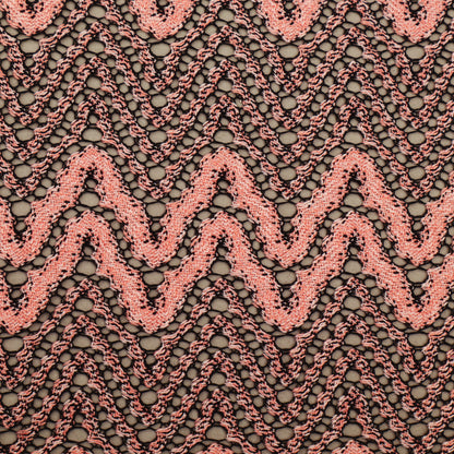Pink Textured Zig Zag Pattern Crosia Fabric