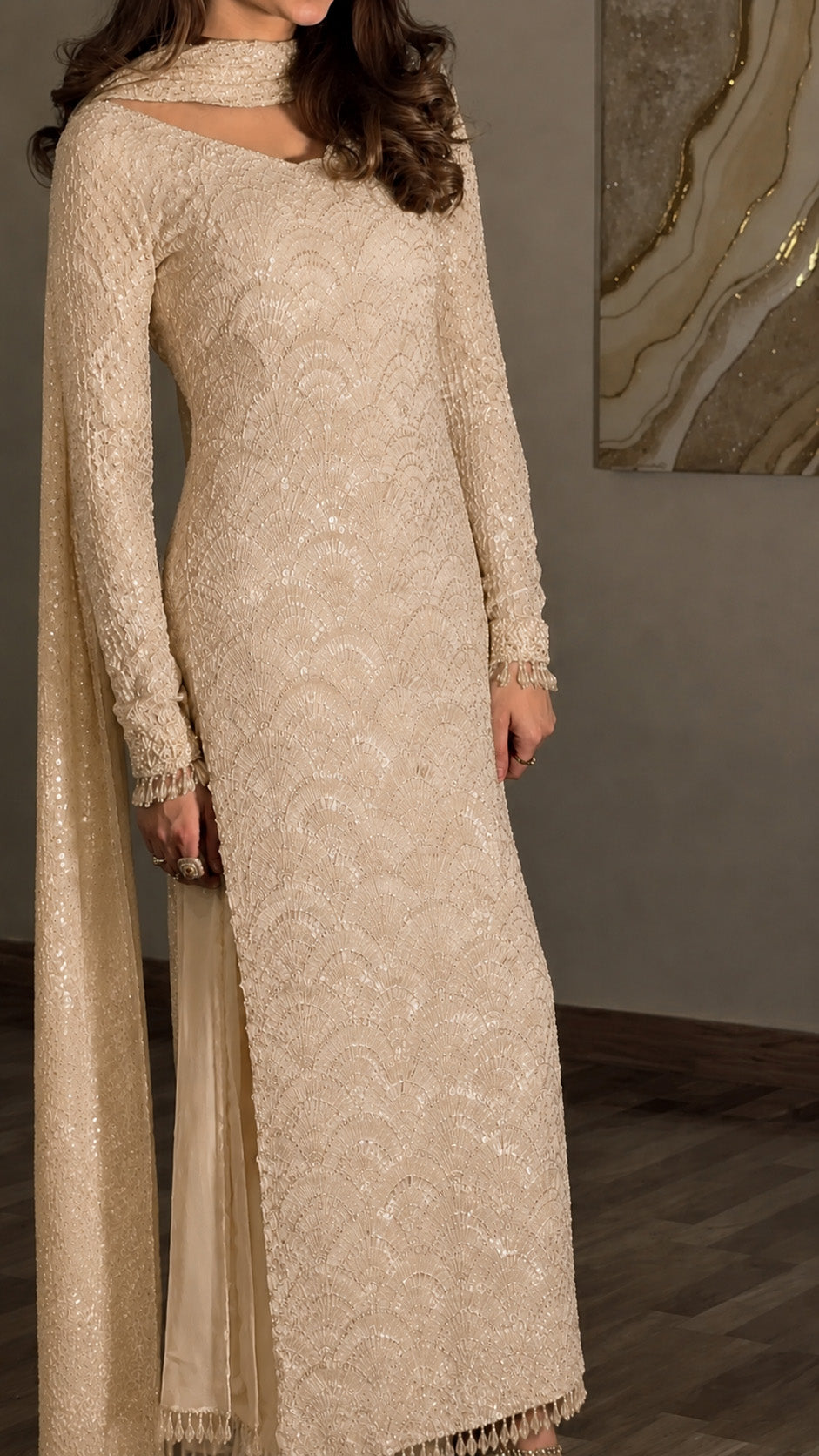 Georgette Sequins Embroidery Fabric
