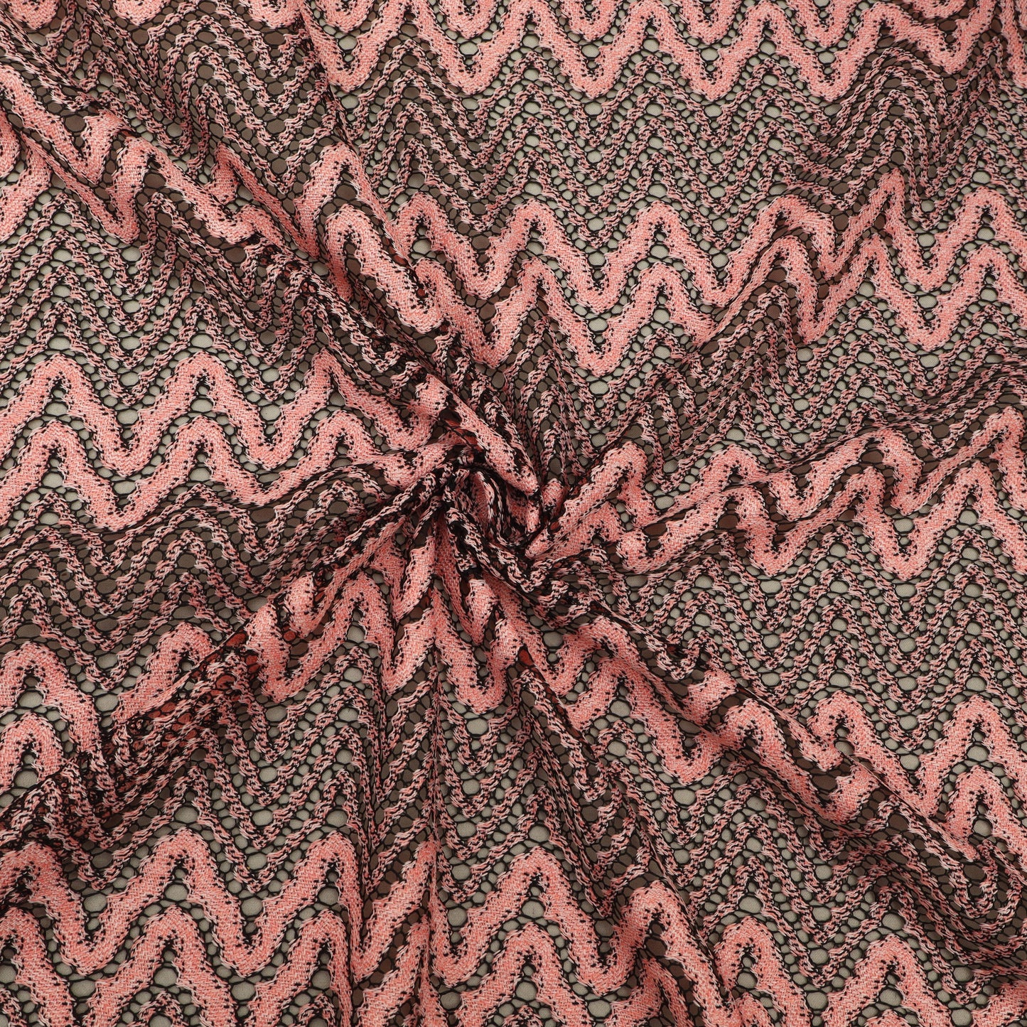 Pink Textured Zig Zag Pattern Crosia Fabric