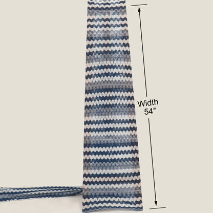 White & Blue Zig Zag Pattern Crosia Fabric