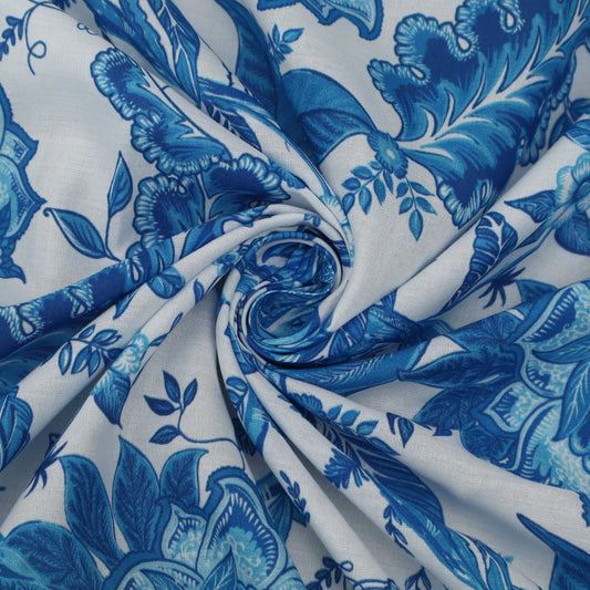 Multicolor Mulmul Digital Print Fabric