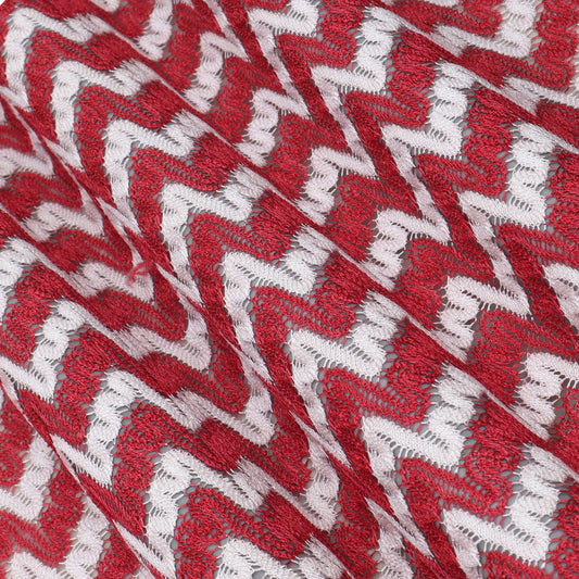 White And Red Color Crosia Fabric