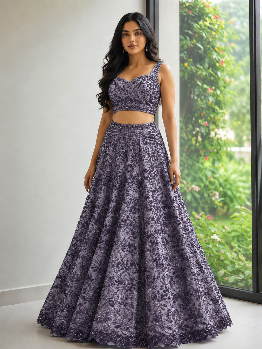 Georgette sequins Embroidery Fabric