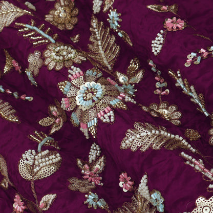 Sequins Crepe Embroidery Pattren Fabric