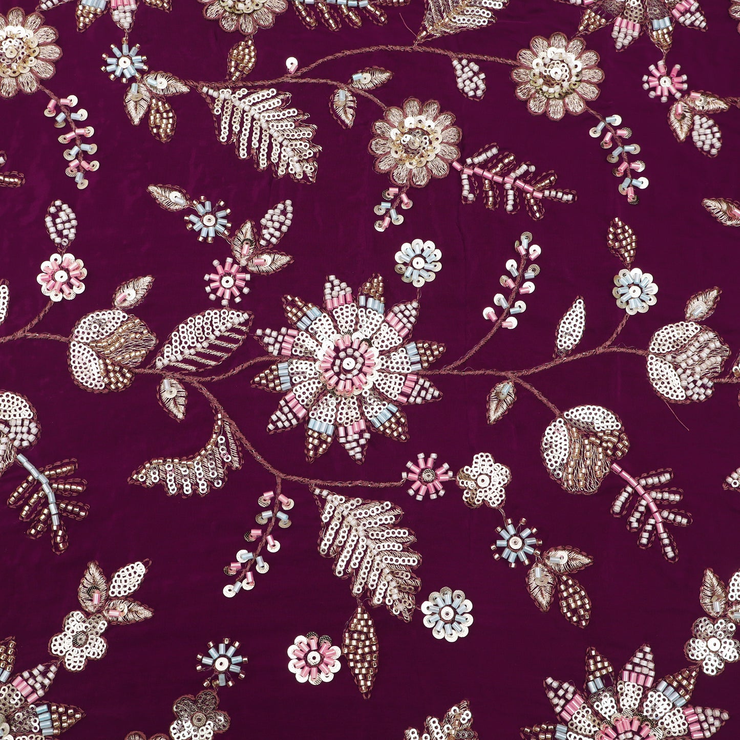 Sequins Crepe Embroidery Pattren Fabric