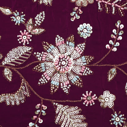 Sequins Crepe Embroidery Pattren Fabric