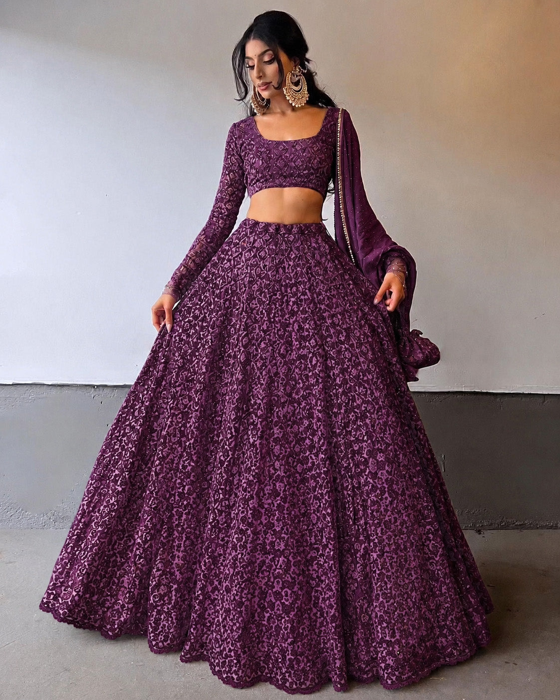 Net Sequins Embroidery Fabric
