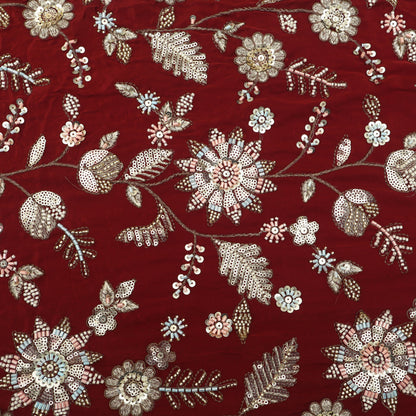 Sequins Crepe Embroidery Pattren Fabric