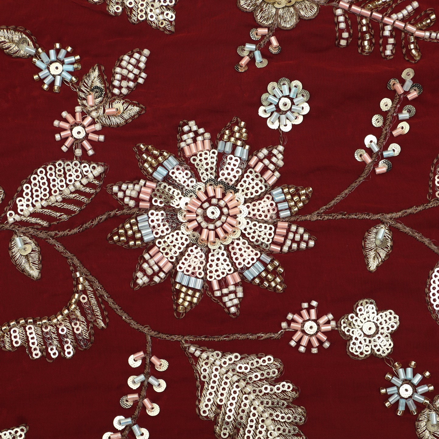 Sequins Crepe Embroidery Pattren Fabric