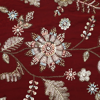 Sequins Crepe Embroidery Pattren Fabric