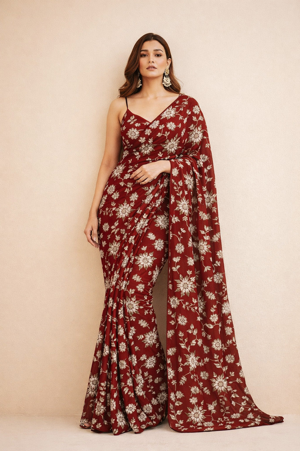 Sequins Crepe Embroidery Pattren Fabric