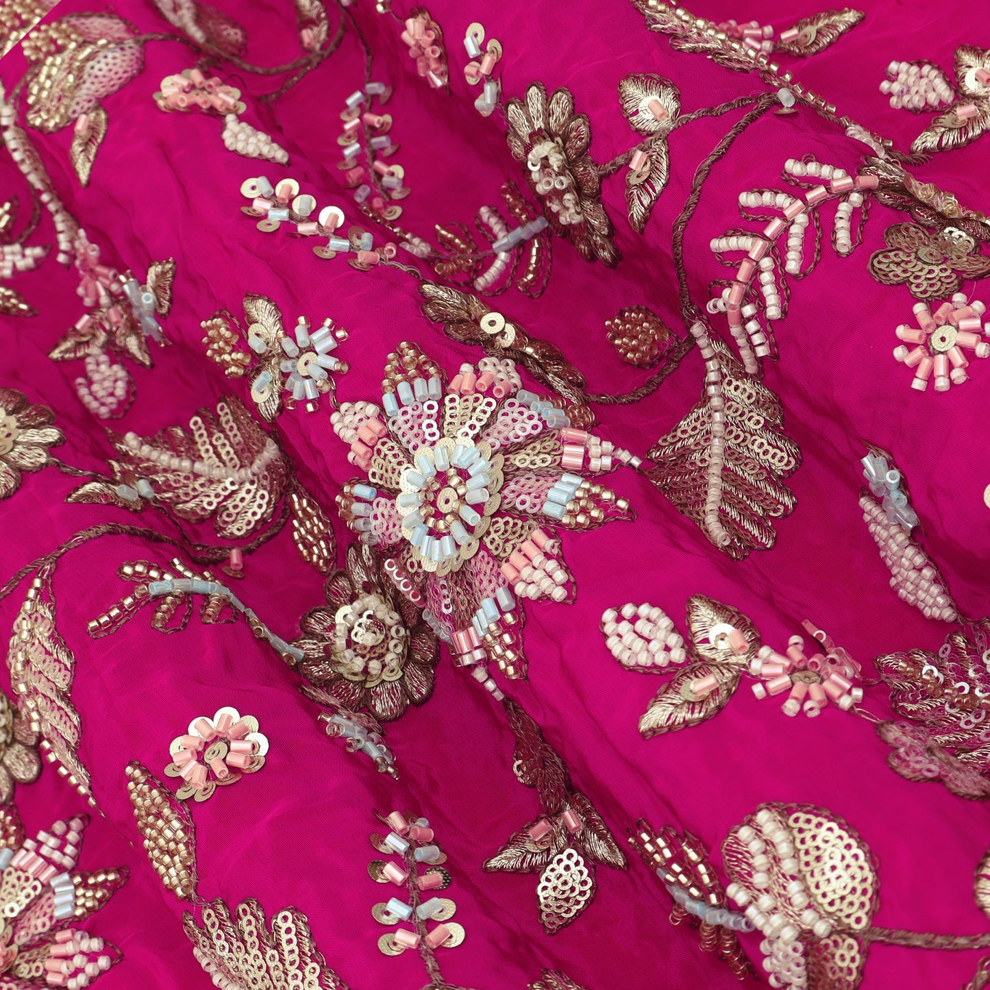 Sequins Crepe Embroidery Pattren Fabric