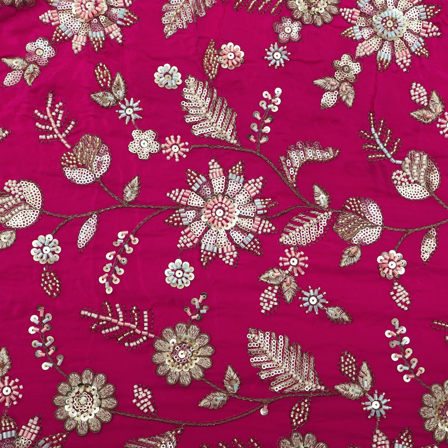 Sequins Crepe Embroidery Pattren Fabric