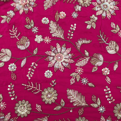 Sequins Crepe Embroidery Pattren Fabric