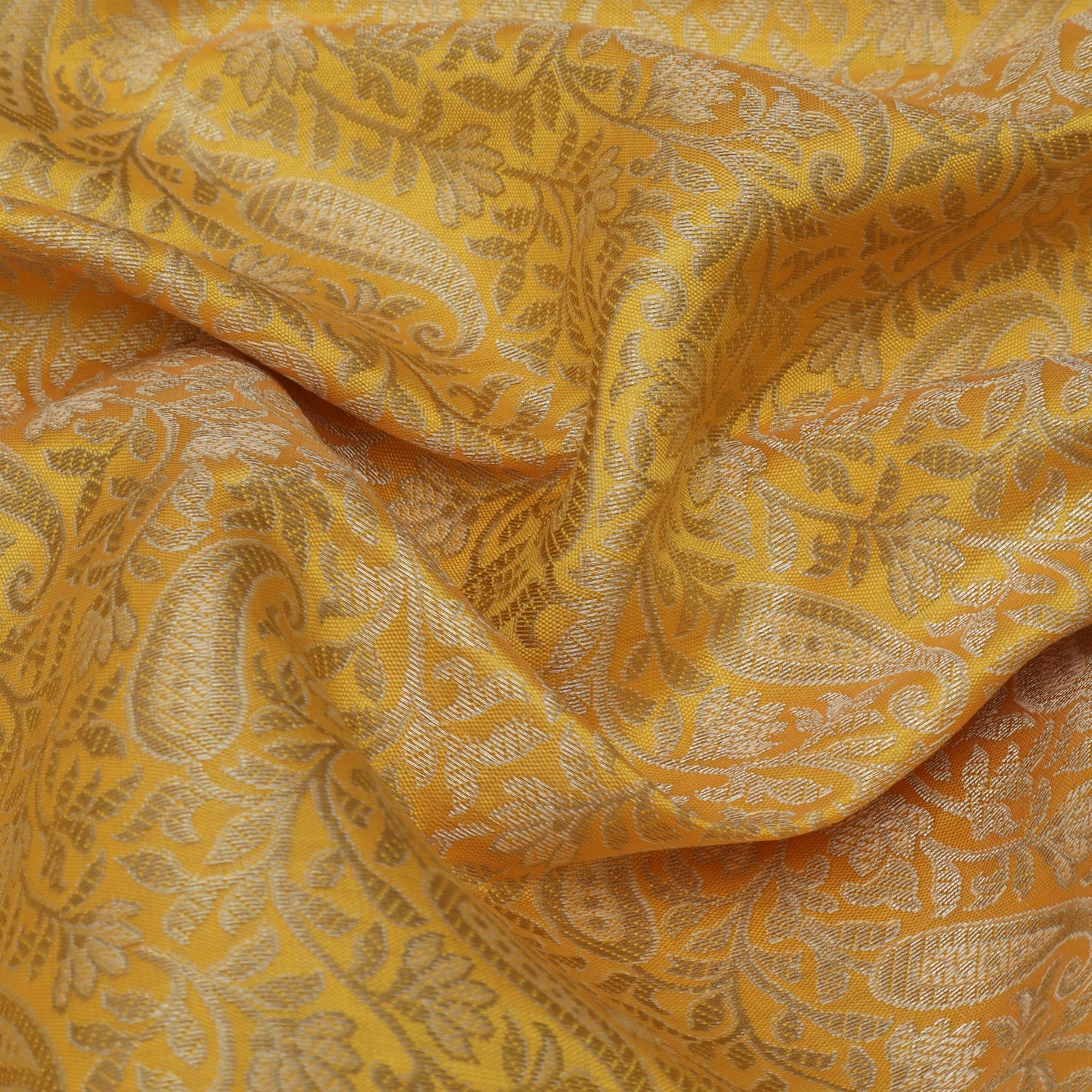 Yellow Color Alfi Brocade Fabric