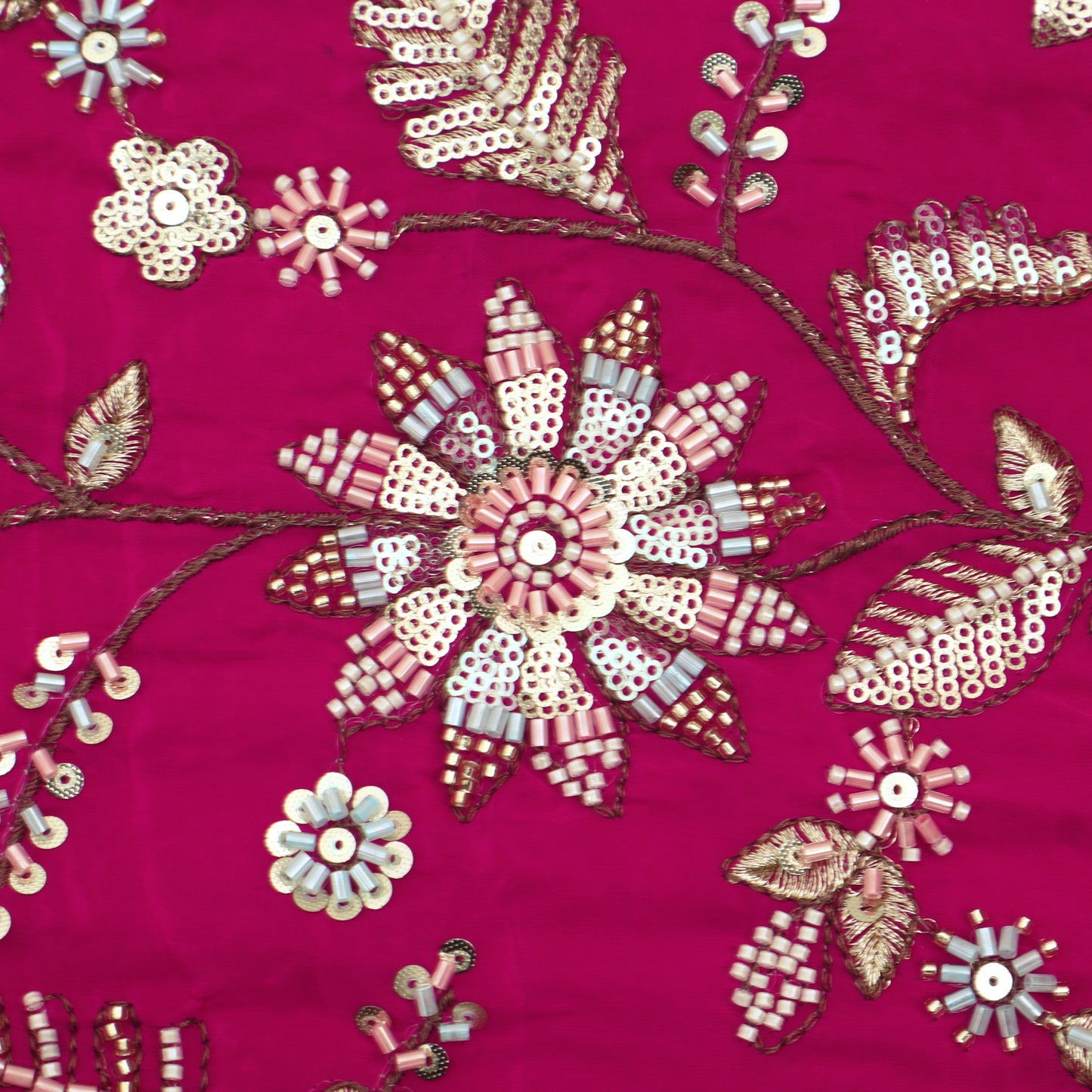 Sequins Crepe Embroidery Pattren Fabric