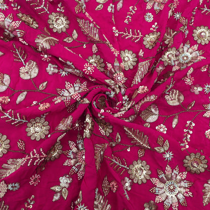 Sequins Crepe Embroidery Pattren Fabric