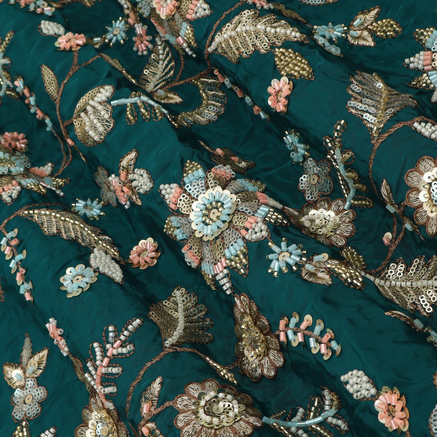 Sequins Crepe Embroidery Pattren Fabric