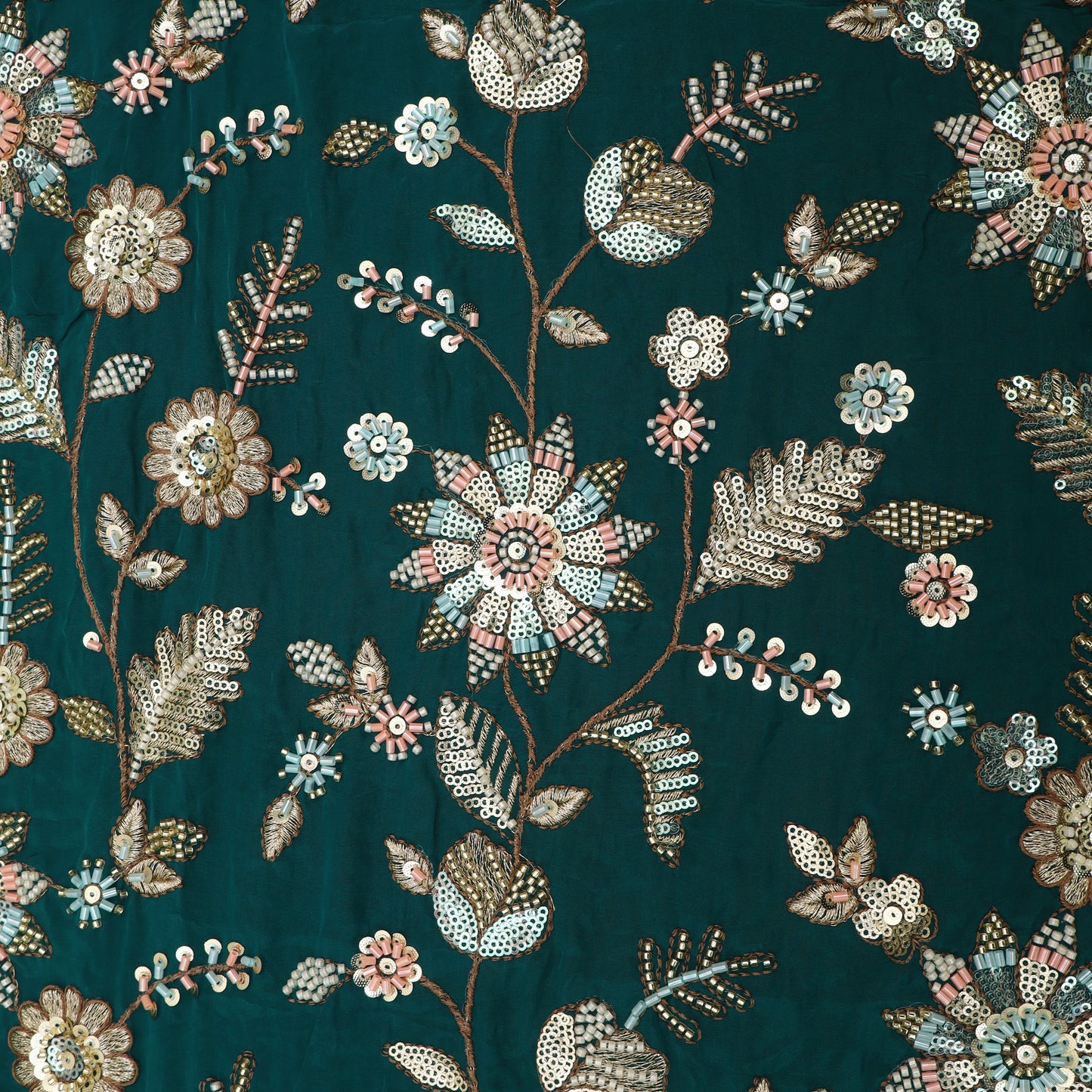 Sequins Crepe Embroidery Pattren Fabric