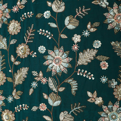 Sequins Crepe Embroidery Pattren Fabric