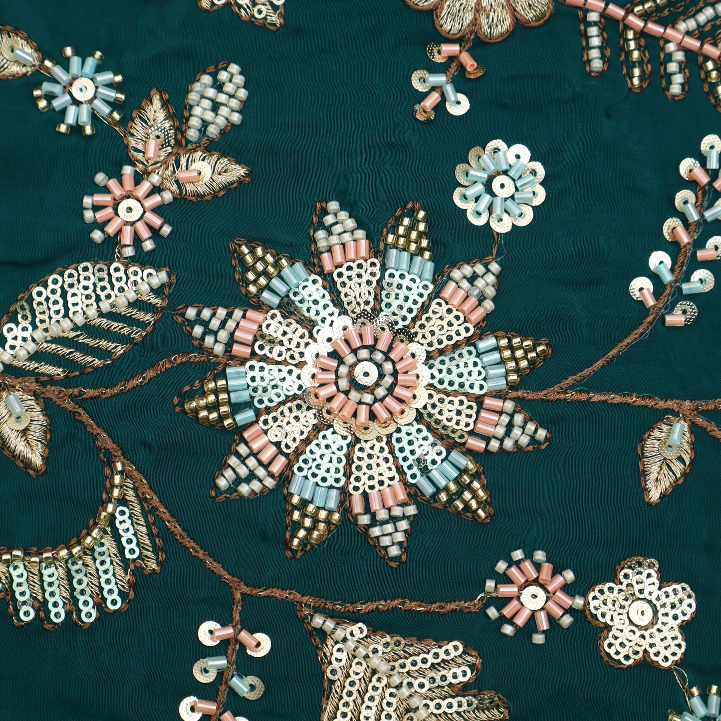 Sequins Crepe Embroidery Pattren Fabric