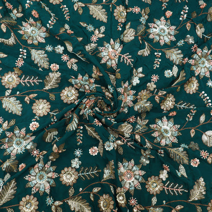 Sequins Crepe Embroidery Pattren Fabric